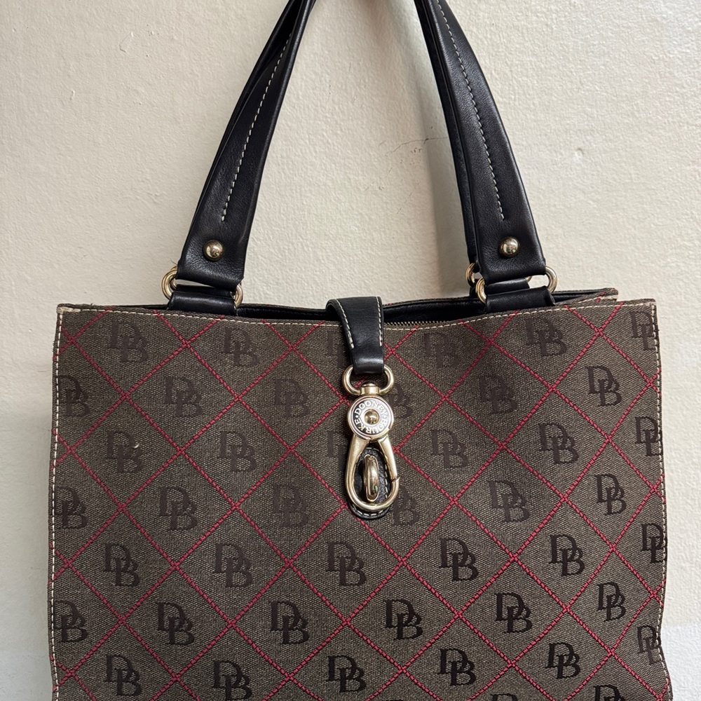 Dooney & Bourke Red and Brown Patterned Tote
